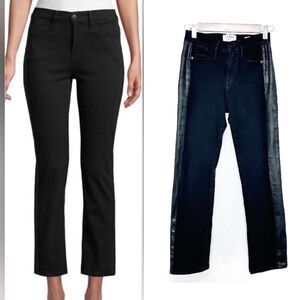 Frame Le High Straight Jeans Black Noir Coated Tux Size 24